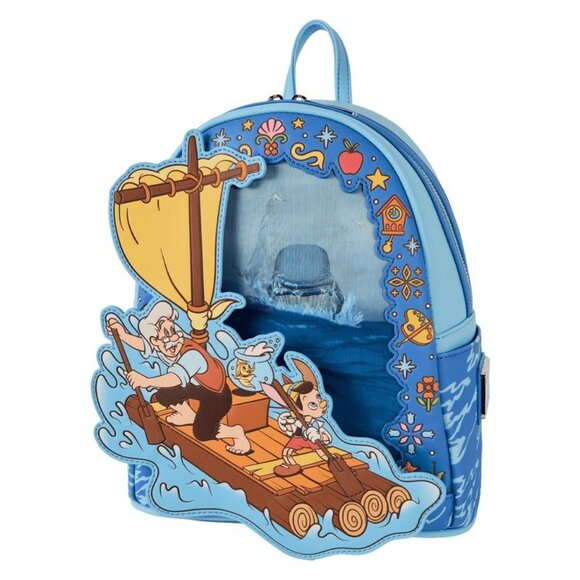 NWT Disney Loungefly Pinocchio Exclusive Raft Monstro Lenticular Mini Backpack - Picture 3 of 7
